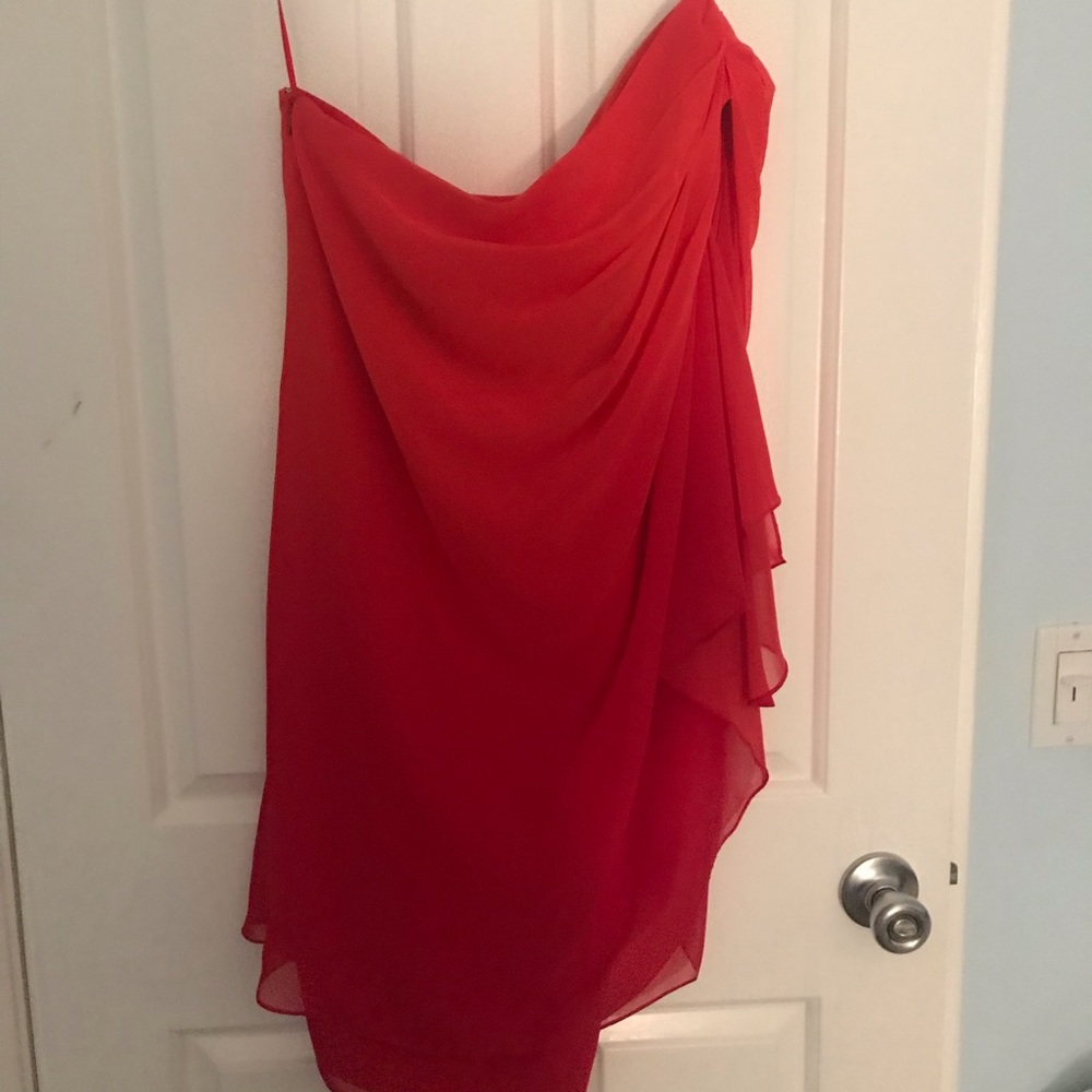 off the shoulder red mini dress